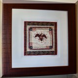 A22. Kate Adams ”E Pluribus Unum” framed signed quilt print. Frame: 21”h x 21”w